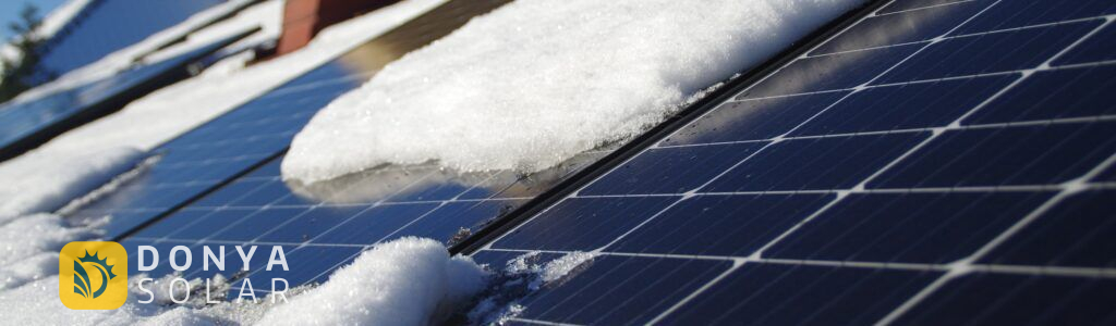 پنل خورشیدی در زمستان و هوای ابری